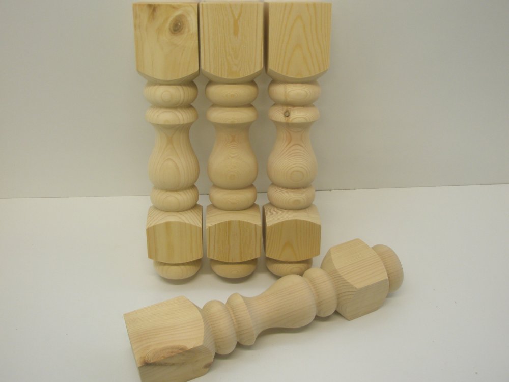 Turned Table Legs Unfinished & Farmhouse Table Legs